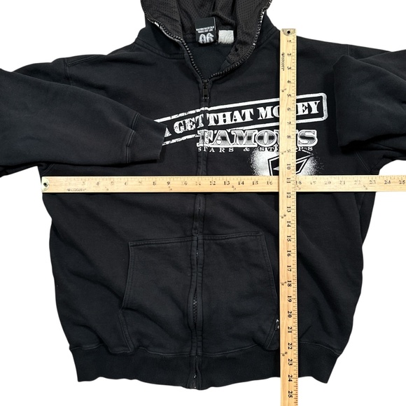 Vintage Y2K Famous Stars & Straps Ben Franklin Mask Zip Thermal Hoodie Mens L - Picture 10 of 10